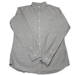 Uniqlo Button Down Men's L Gray Solid Career Business Casual Work Office Wear